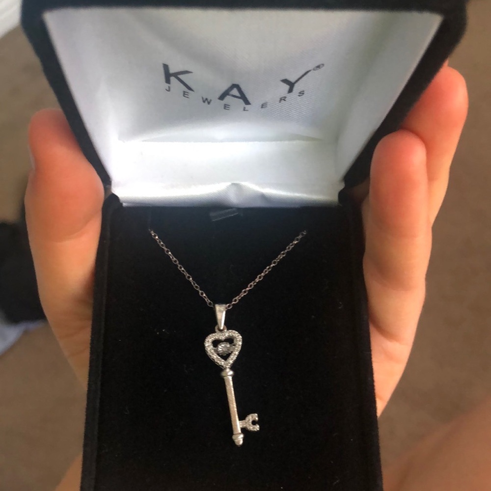 Diamonds in rhythm- dangling heart key necklace